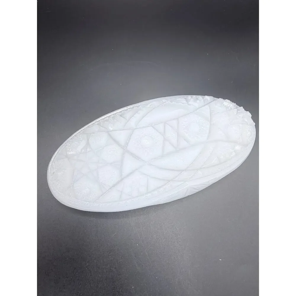 Vintage McKee Pressed Cut Milk Glass Relish Dish – Early American EAPG